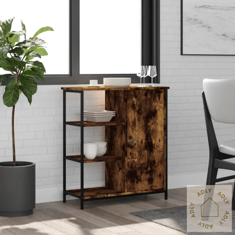 Skjenk Røkt Eik 70X30X80 Cm Konstruert Tre