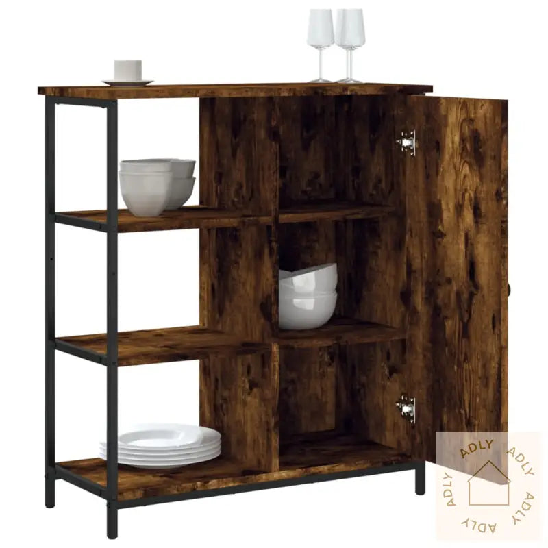 Skjenk Røkt Eik 70X30X80 Cm Konstruert Tre