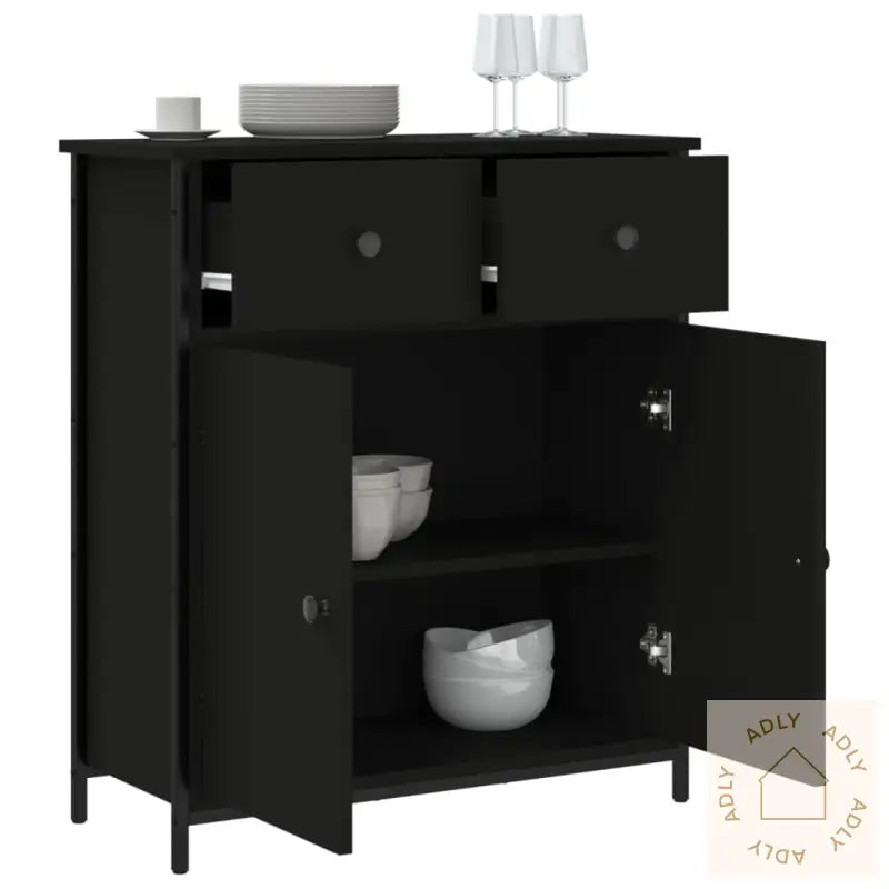 Skjenk Svart 70X30X80 Cm Konstruert Tre