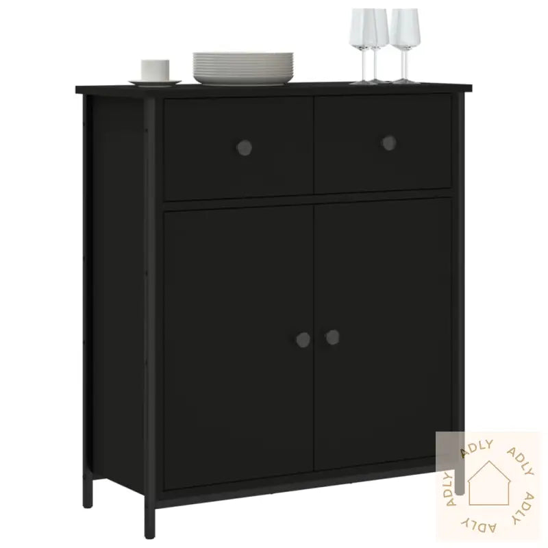 Skjenk Svart 70X30X80 Cm Konstruert Tre