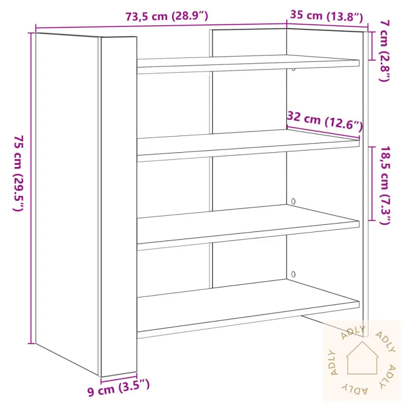 Skjenk Betonggrå 73,5X35X75 Cm Konstruert Tre