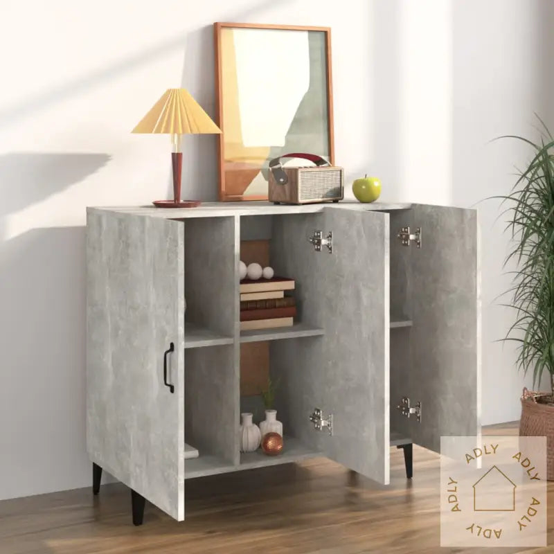 Skjenk Betonggrå 90X34X80 Cm Konstruert Tre