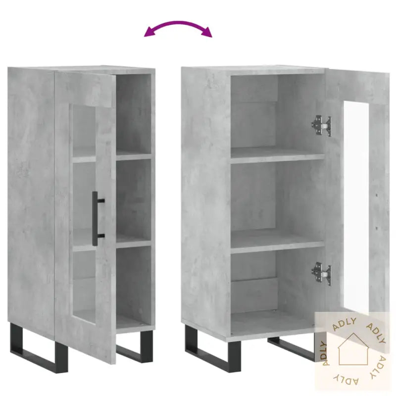 Skjenk Betonggrå 34,5X34X90 Cm Konstruert Tre