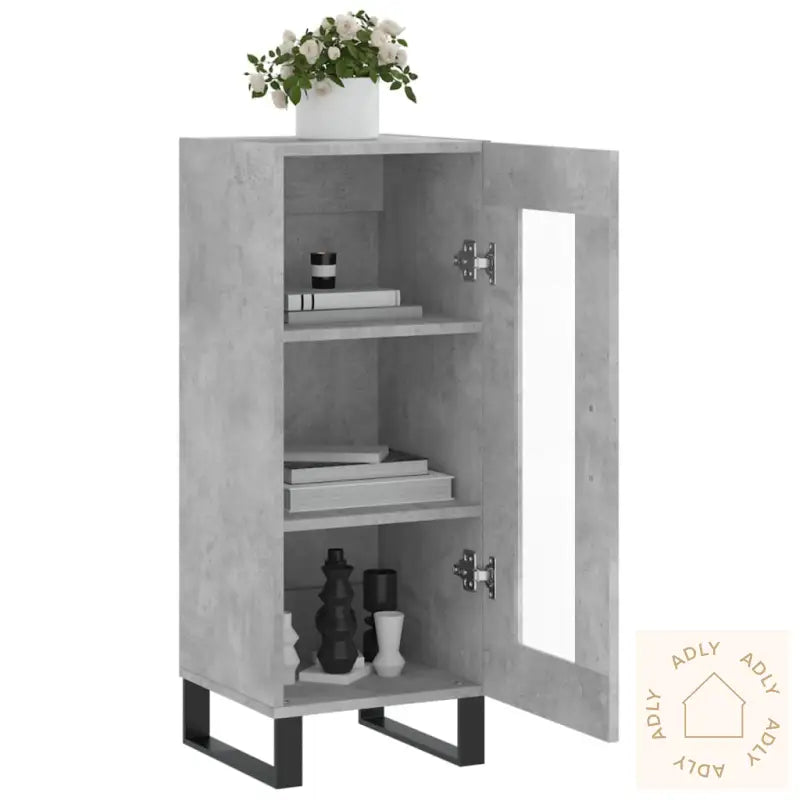 Skjenk Betonggrå 34,5X34X90 Cm Konstruert Tre