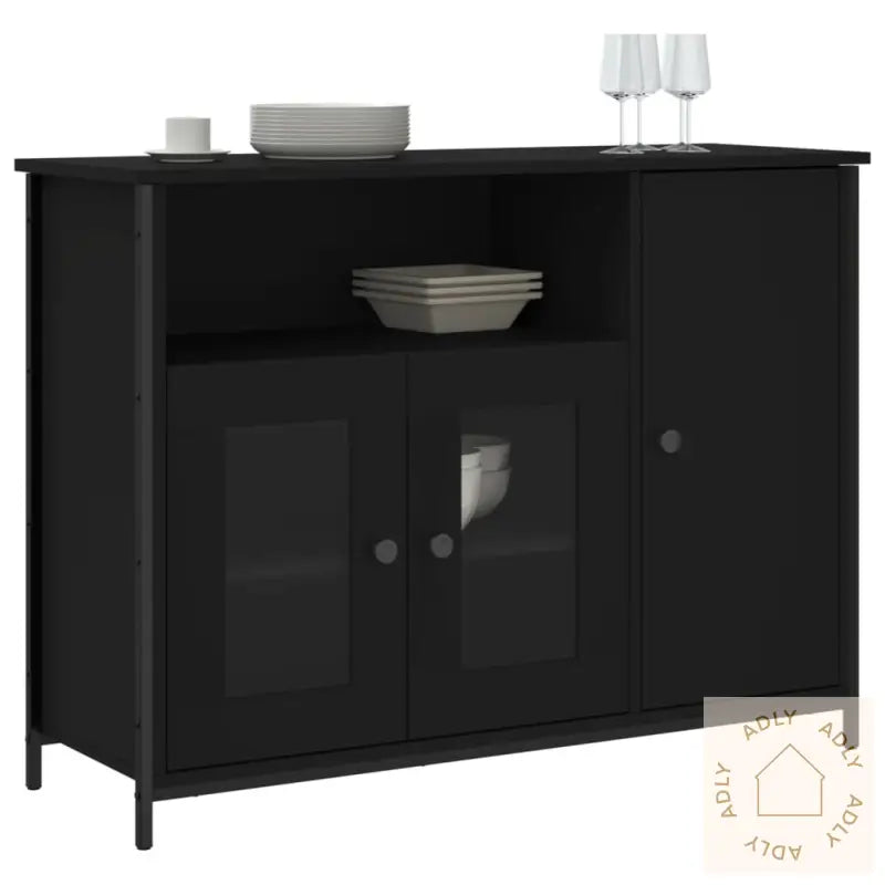 Skjenk Svart 100X35X75 Cm Konstruert Tre