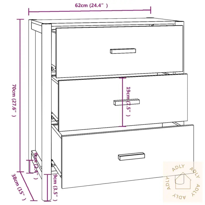 Skjenk Hvit 62X38X70 Cm Konstruert Tre