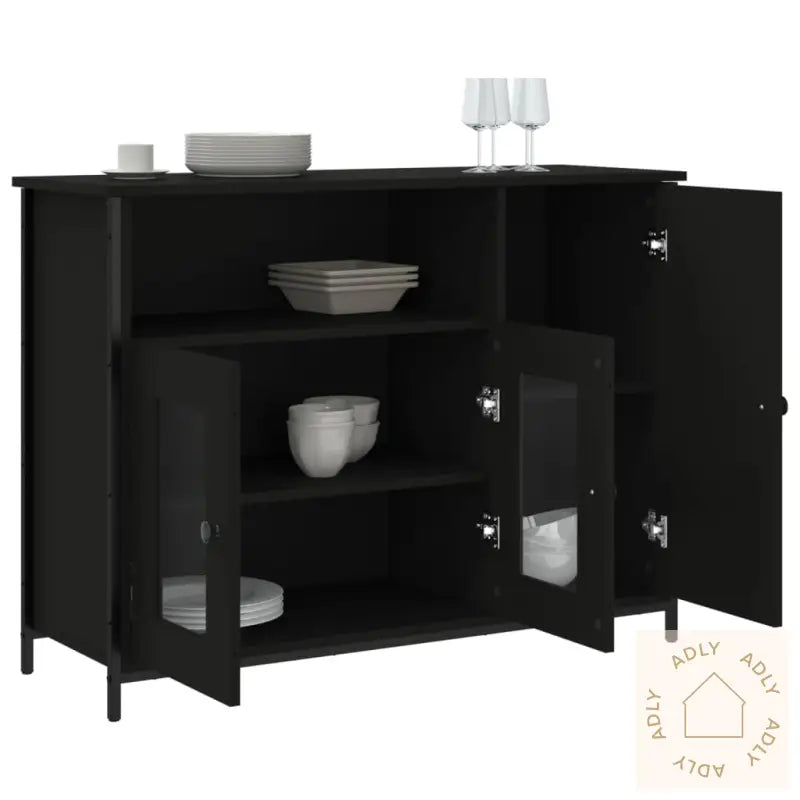 Skjenk Svart 100X35X75 Cm Konstruert Tre