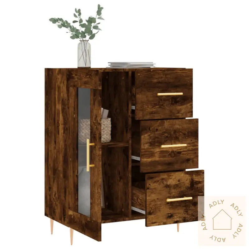 Skjenk Røkt Eik 69,5X34X90 Cm Konstruert Tre