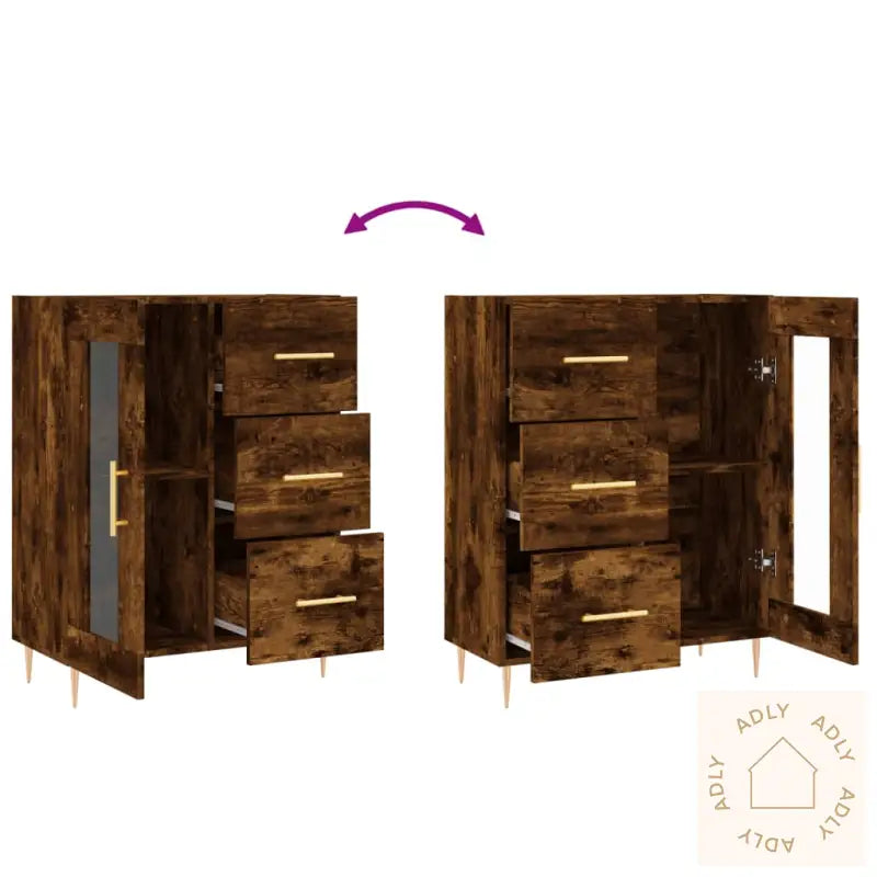 Skjenk Røkt Eik 69,5X34X90 Cm Konstruert Tre