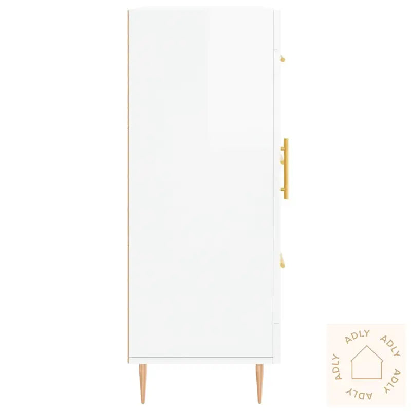 Skjenk Høyglans Hvit 69,5X34X90 Cm Konstruert Tre