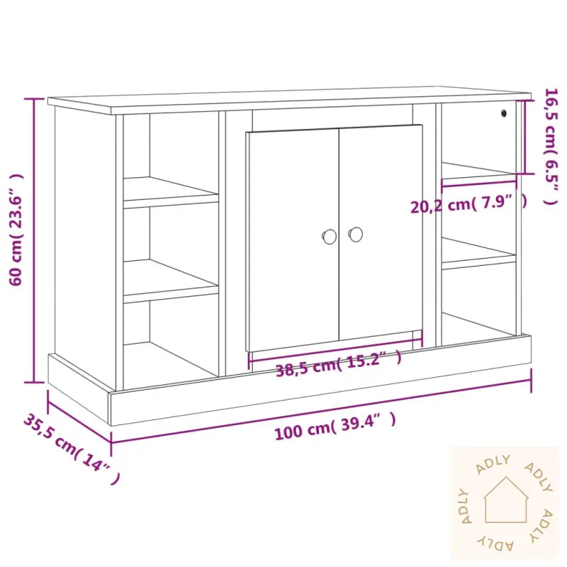 Skjenk Hvit 100X35,5X60 Cm Konstruert Tre