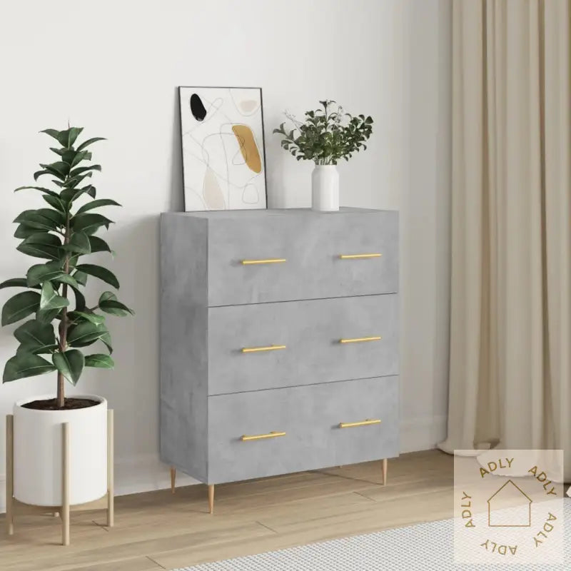 Skjenk Betonggrå 69,5X34X90 Cm Konstruert Tre