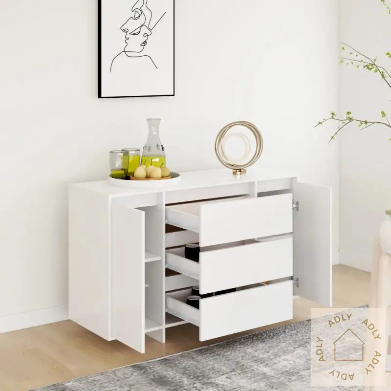 Skjenk Med 3 Skuffer Hvit 120X41X75 Cm Konstruert Tre