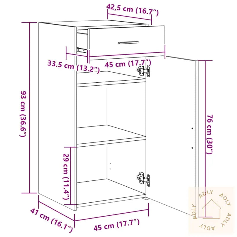 Skjenk Hvit 45X42,5X93 Cm Konstruert Tre