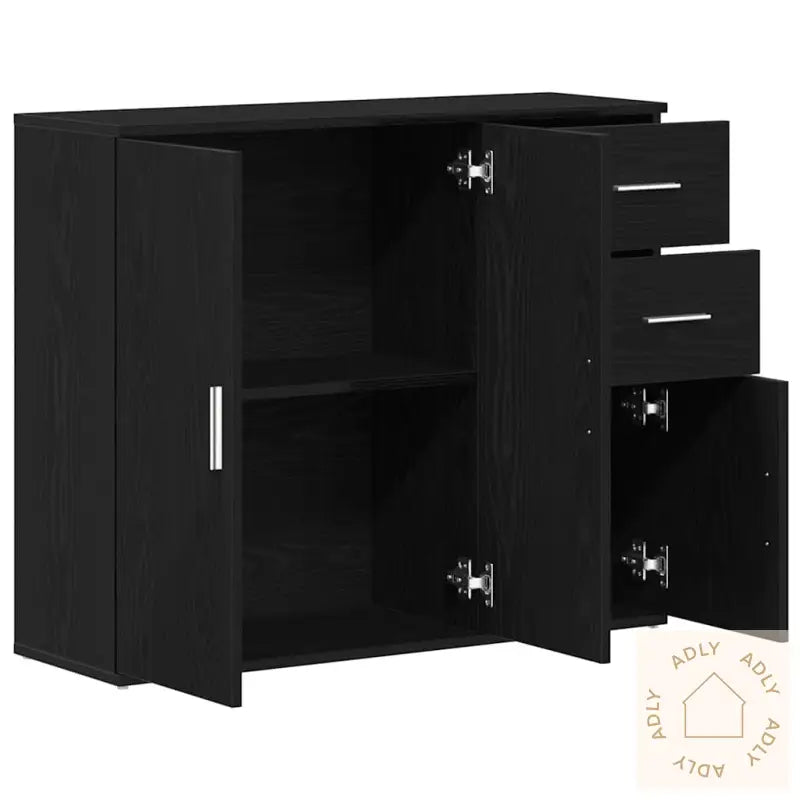 Skjenk Svart Eik 91X29,5X75 Cm Konstruert Tre