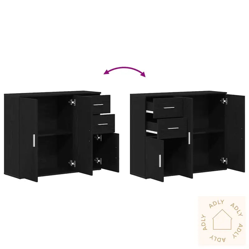 Skjenk Svart Eik 91X29,5X75 Cm Konstruert Tre