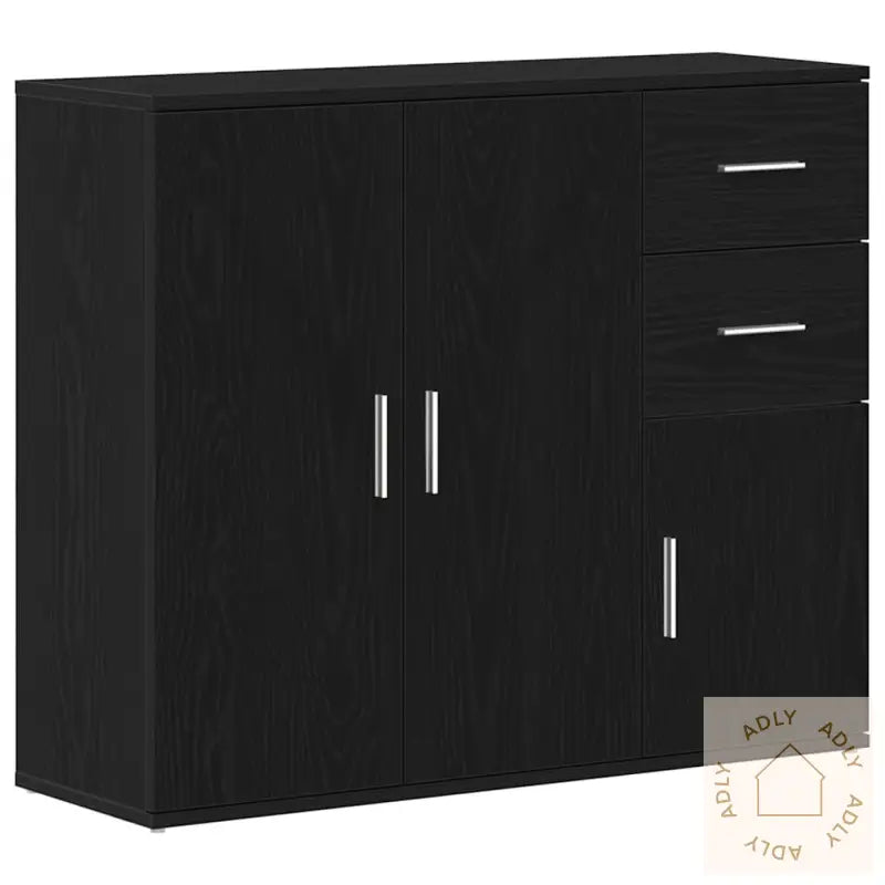 Skjenk Svart Eik 91X29,5X75 Cm Konstruert Tre