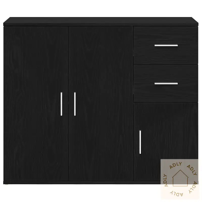 Skjenk Svart Eik 91X29,5X75 Cm Konstruert Tre