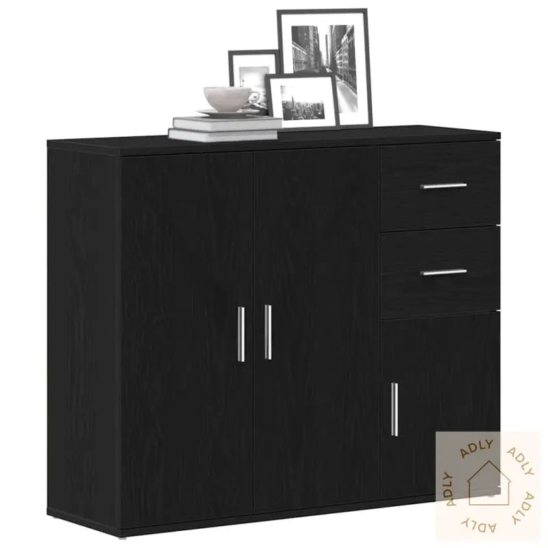 Skjenk Svart Eik 91X29,5X75 Cm Konstruert Tre