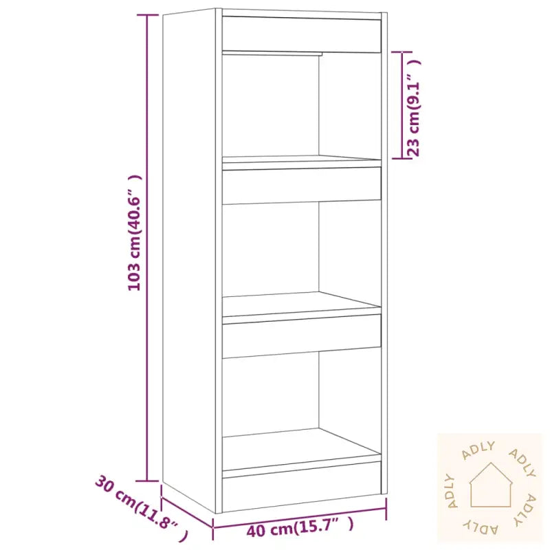 Bokhylle/Romdeler Hvit 40X30X103 Cm Konstruert Tre