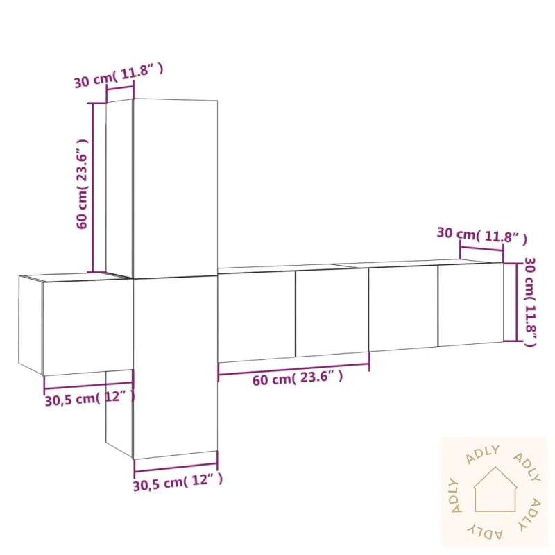 Tv-Skapsett 5 Deler Røkt Eik Konstruert Tre