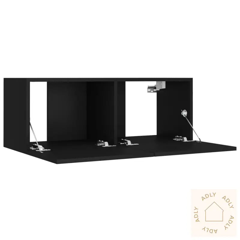 Tv-Skapsett 4 Deler Svart Konstruert Tre