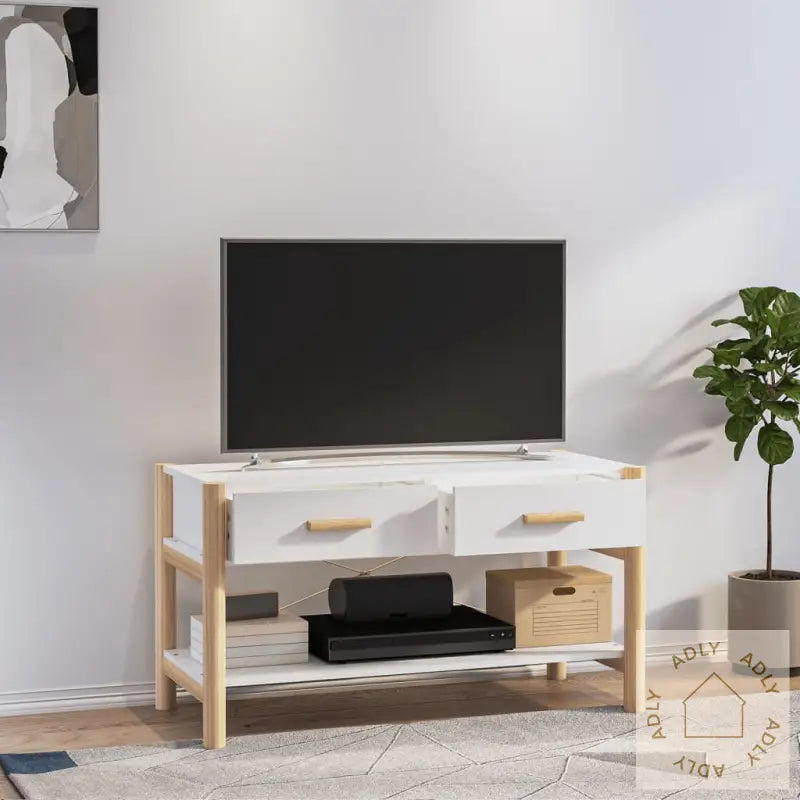 Tv-Benk Hvit 82X38X45 Cm Konstruert Tre