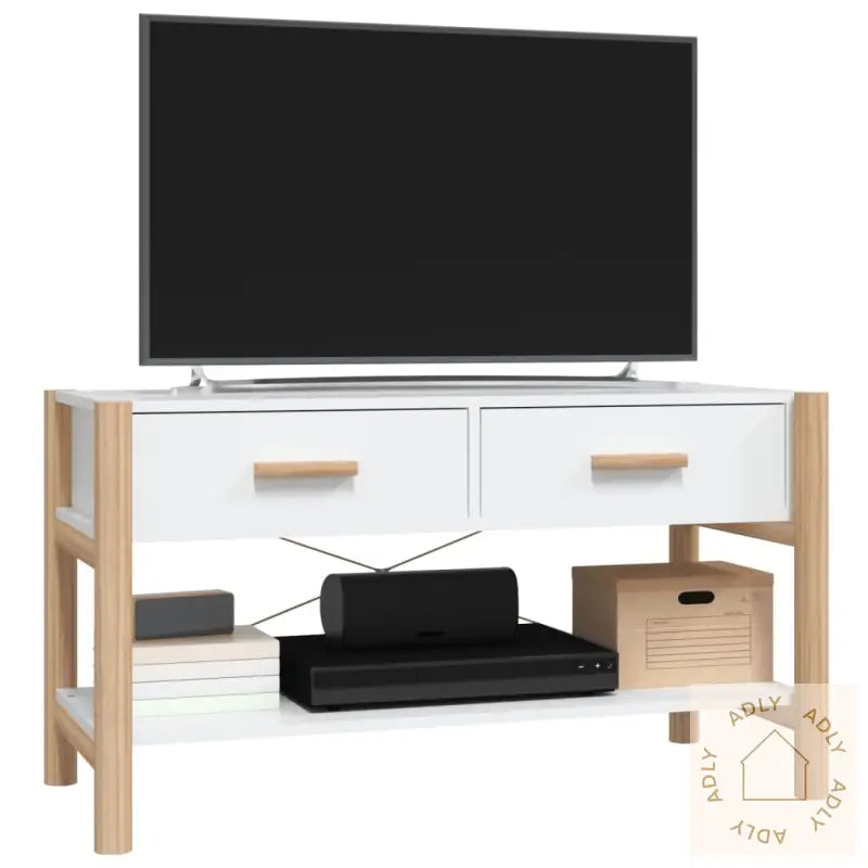 Tv-Benk Hvit 82X38X45 Cm Konstruert Tre