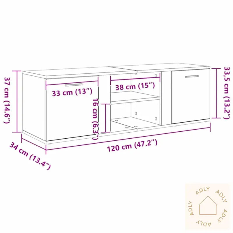 Tv-Benk Betonggrå 120X34X37 Cm Konstruert Tre