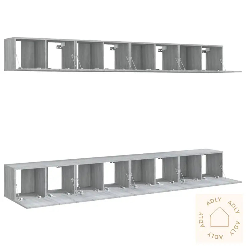 Tv-Benker 8 Stk Grå Sonoma 60X30X30 Cm Konstruert Tre