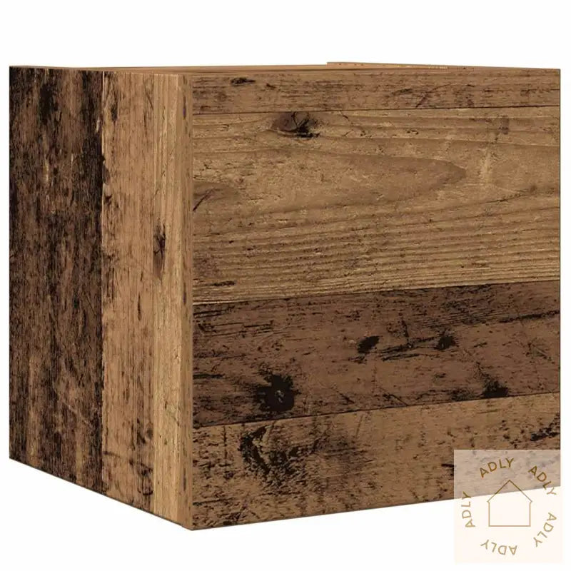 Tv-Skapsett 8 Deler Veggmontert Gammelt Tre Konstruert Tre