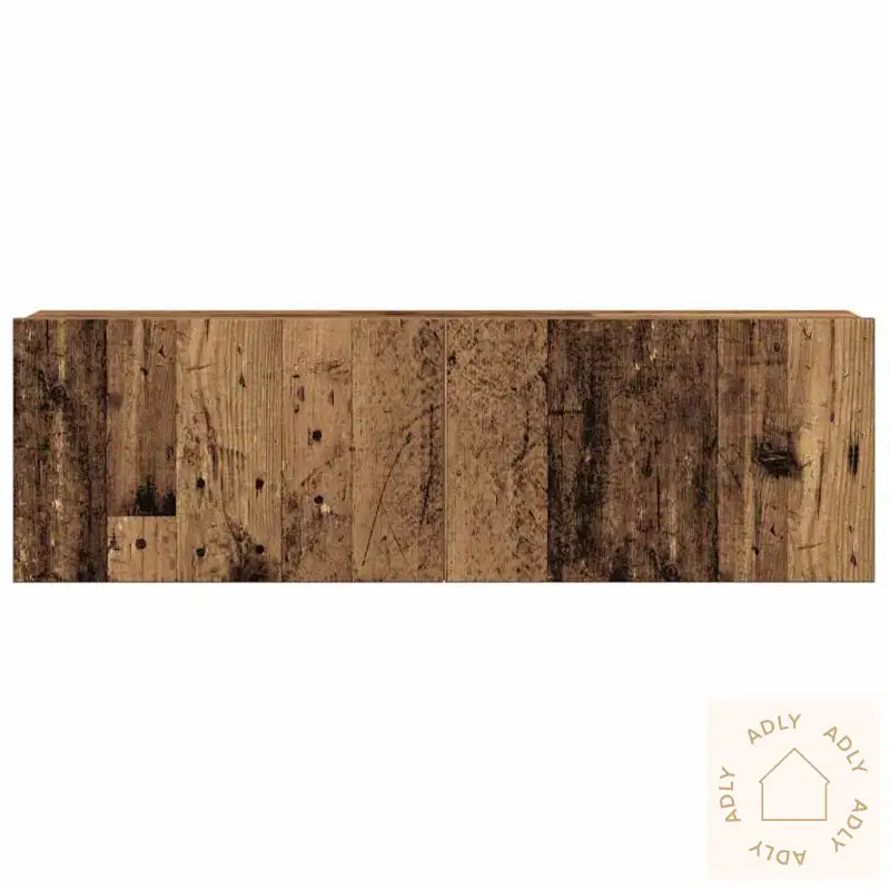 Tv-Skapsett 8 Deler Veggmontert Gammelt Tre Konstruert Tre