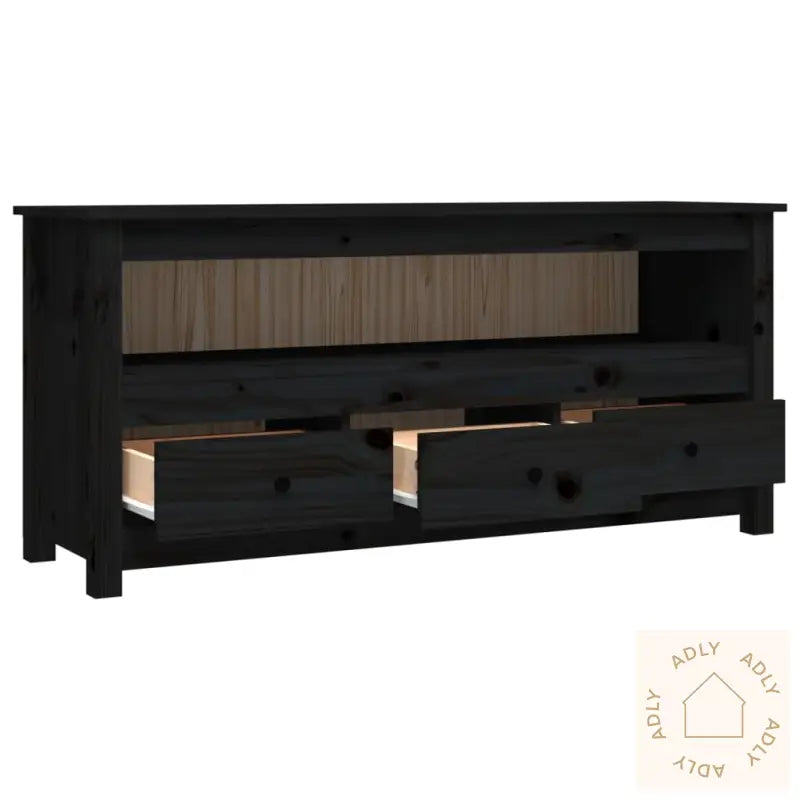 Tv-Benk Svart 114X35X52 Cm Heltre Furu