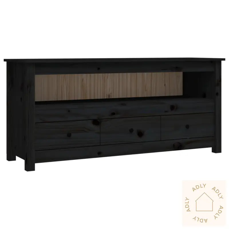 Tv-Benk Svart 114X35X52 Cm Heltre Furu