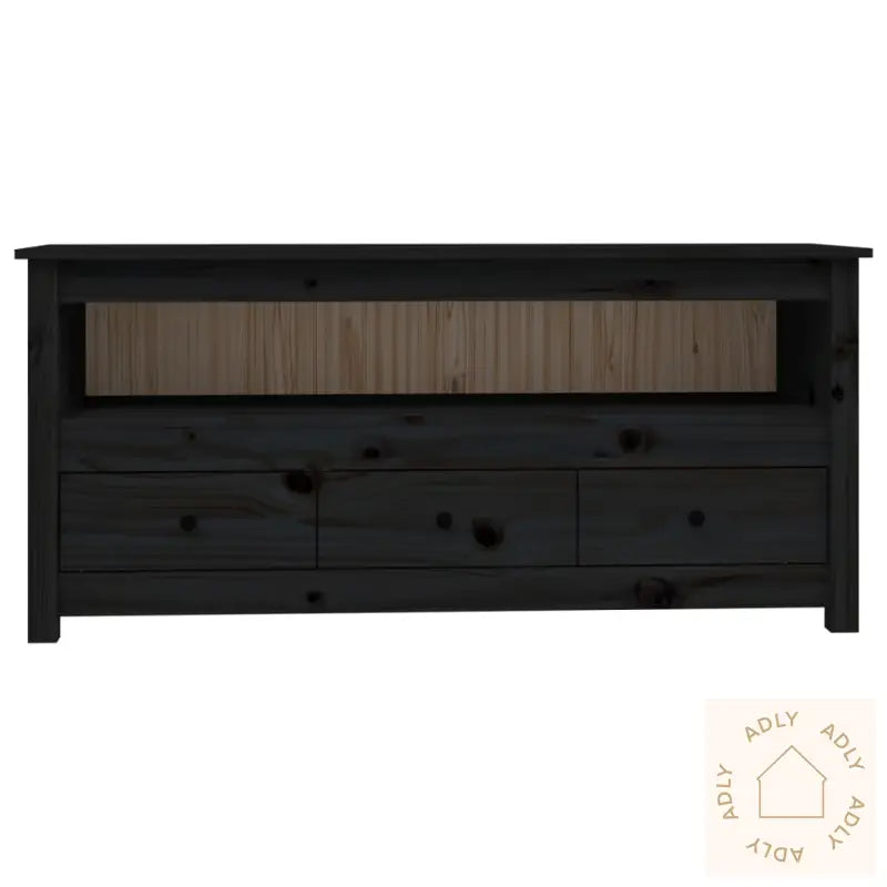 Tv-Benk Svart 114X35X52 Cm Heltre Furu