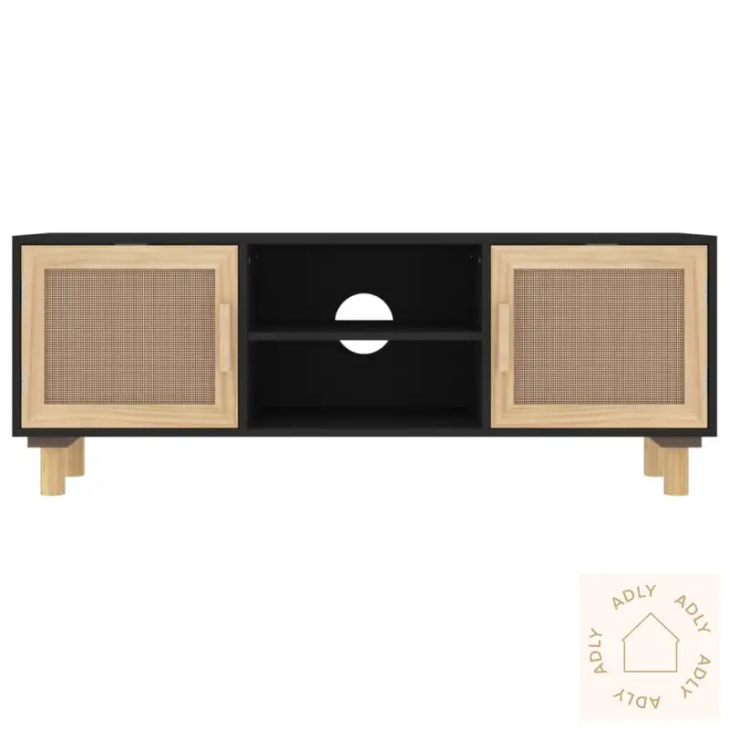 Tv-Benk Svart 105X30X40 Cm Heltre Furu Og Naturrotting