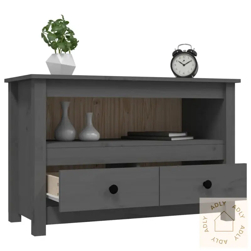 Tv-Benk Grå 79X35X52 Cm Heltre Furu