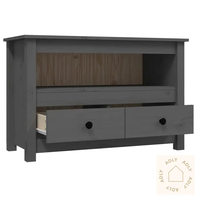 Tv-Benk Grå 79X35X52 Cm Heltre Furu