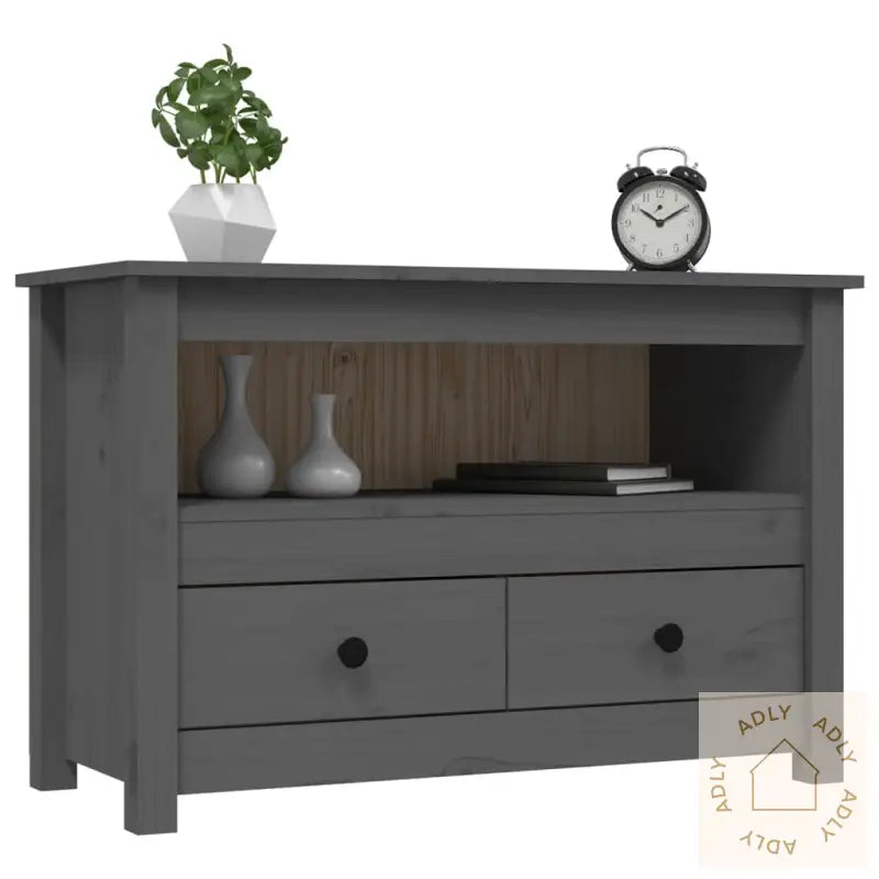 Tv-Benk Grå 79X35X52 Cm Heltre Furu