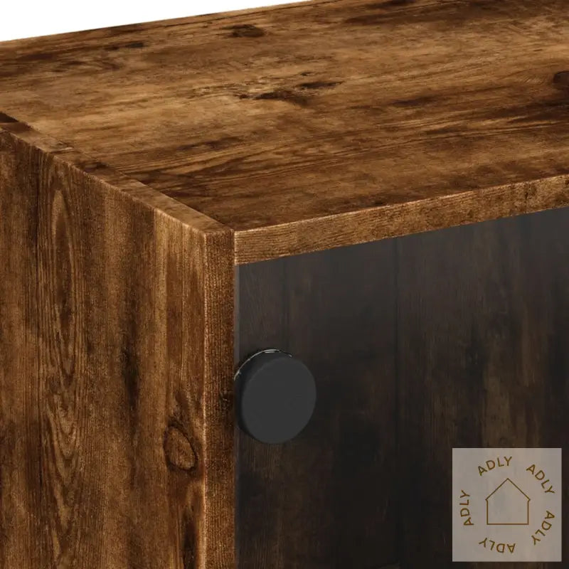 Tv-Benk Med Dør Røkt Eik 68X37X42 Cm