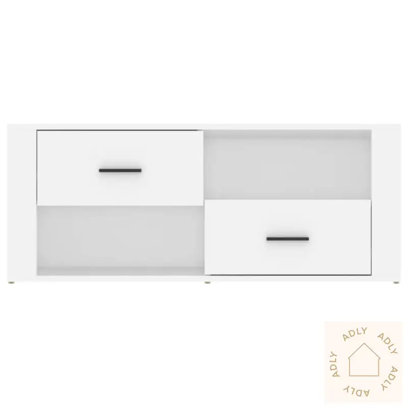 Tv-Benk Hvit 100X35X40 Cm Konstruert Tre