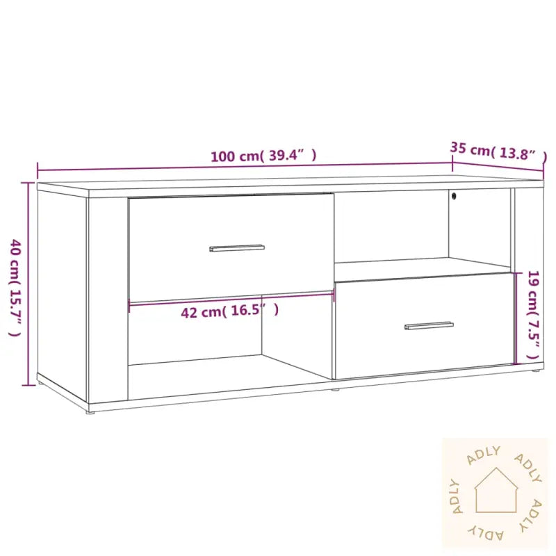 Tv-Benk Hvit 100X35X40 Cm Konstruert Tre