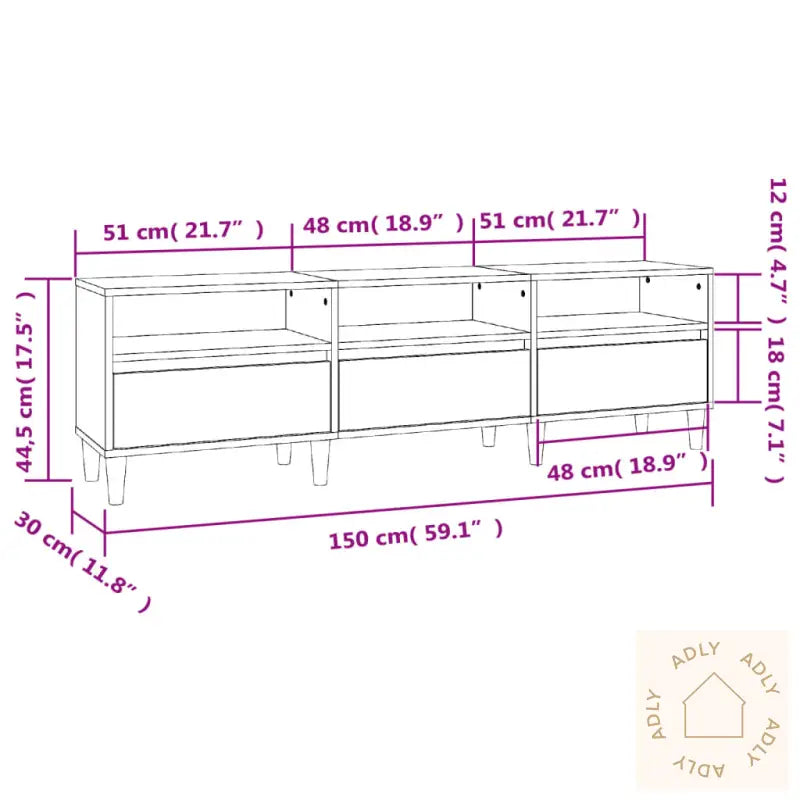 Tv-Benk Betonggrå 150X30X44,5 Cm Konstruert Tre