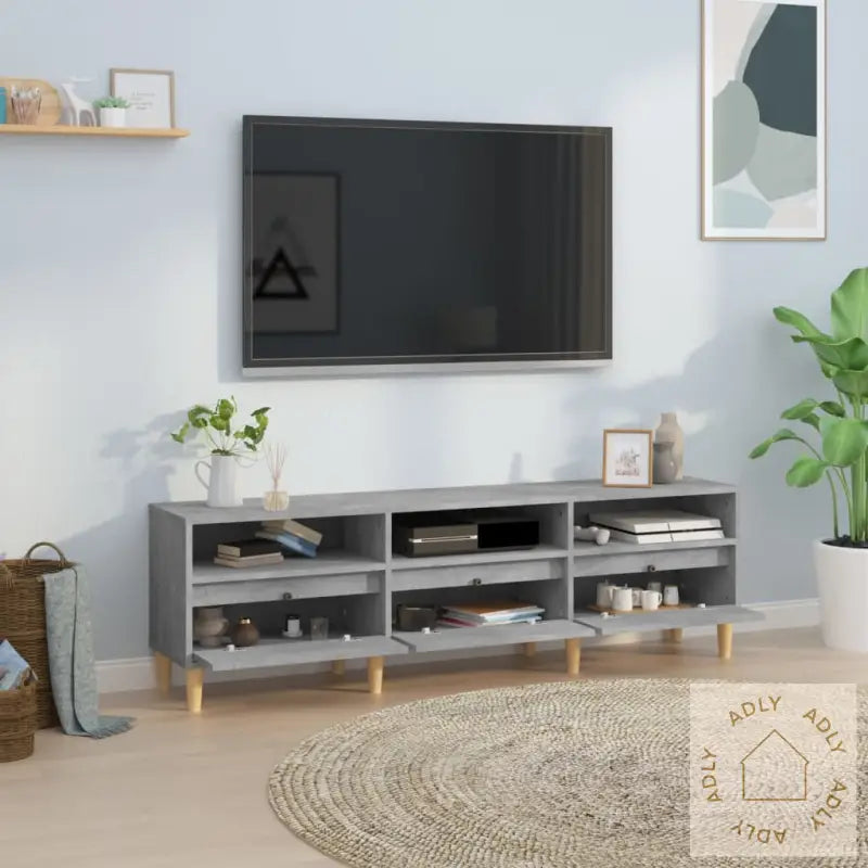 Tv-Benk Betonggrå 150X30X44,5 Cm Konstruert Tre