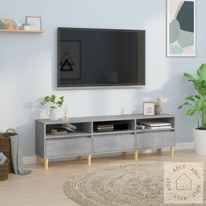 Tv-Benk Betonggrå 150X30X44,5 Cm Konstruert Tre