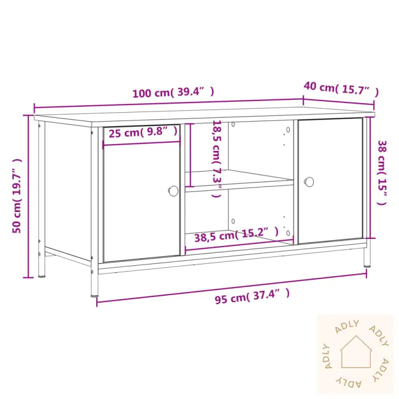 Tv-Benk Grå Sonoma 100X40X50 Cm Konstruert Tre