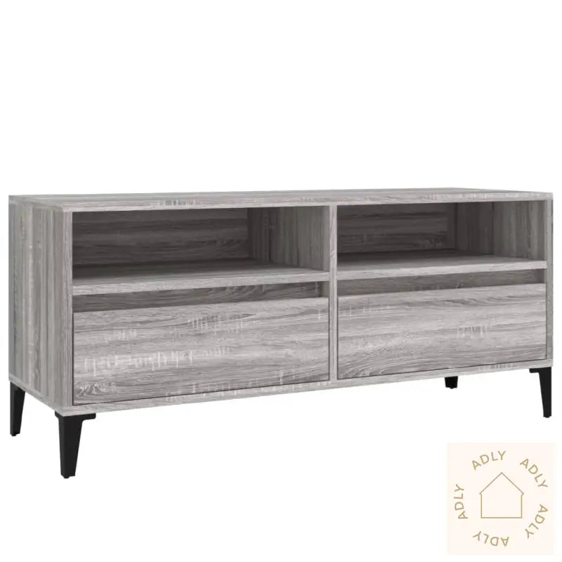 Tv-Benk Grå Sonoma 100X34,5X44,5 Cm Konstruert Tre