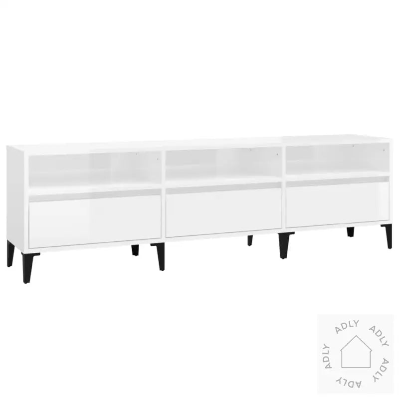 Tv-Benk Høyglans Hvit 150X30X44,5 Cm Konstruert Tre