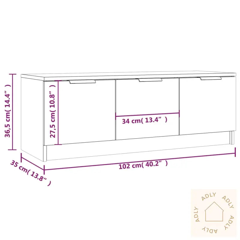 Tv-Benk Svart 102X35X36,5 Cm Konstruert Tre