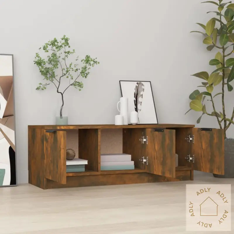 Tv-Benk Røkt Eik 102X35X36,5 Cm Konstruert Tre